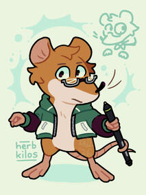 A rodent with anthropomorphic features.